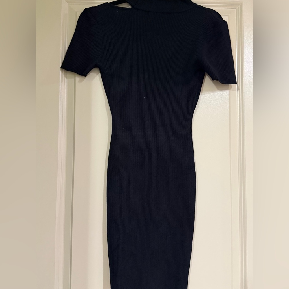 Forever 21 Black Ribbed Midi Bodycon Dress